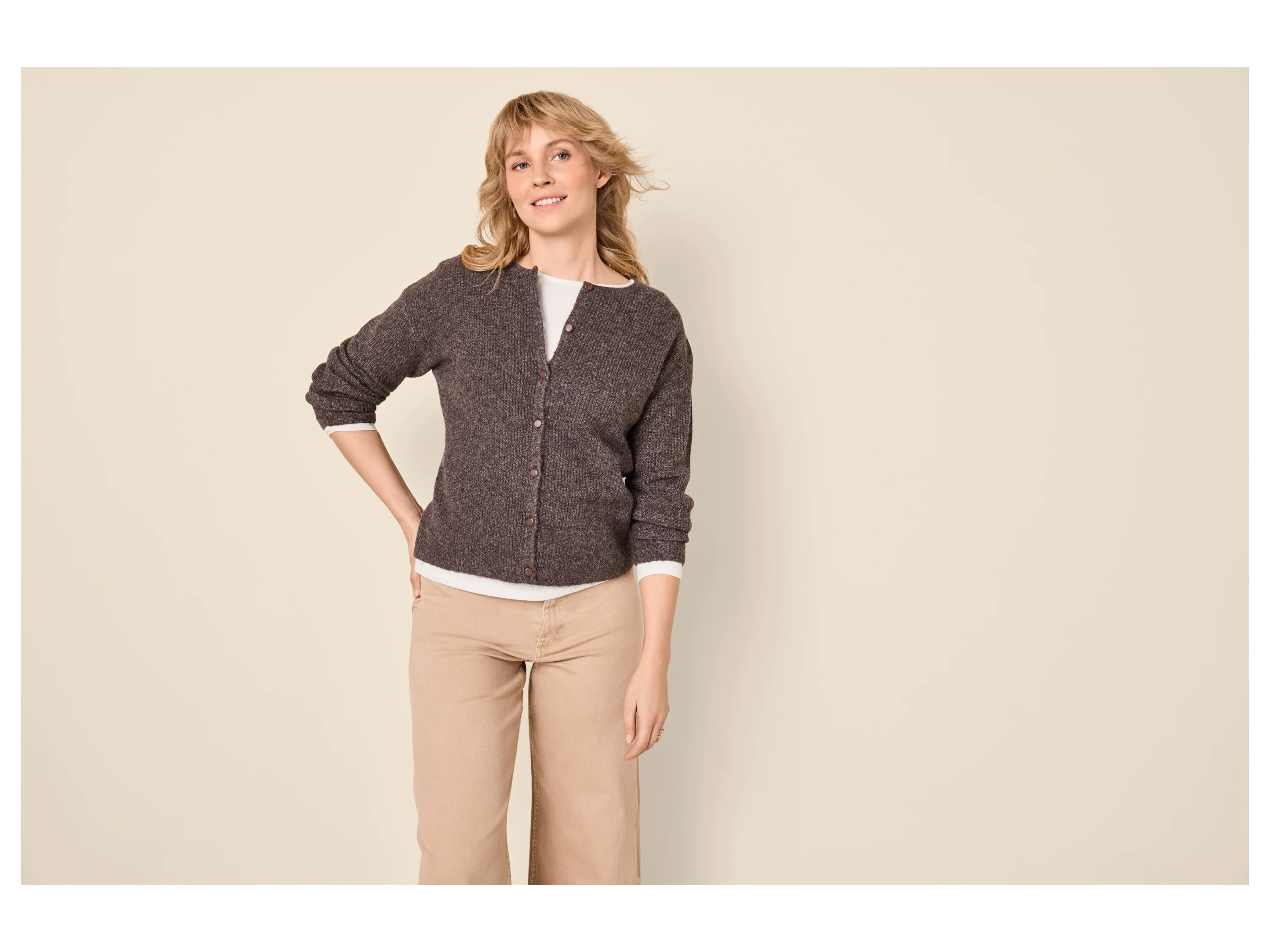 ESMARA® Damen Cardigan Strick (Braun, L(44/46)) – Bild 2 von 3