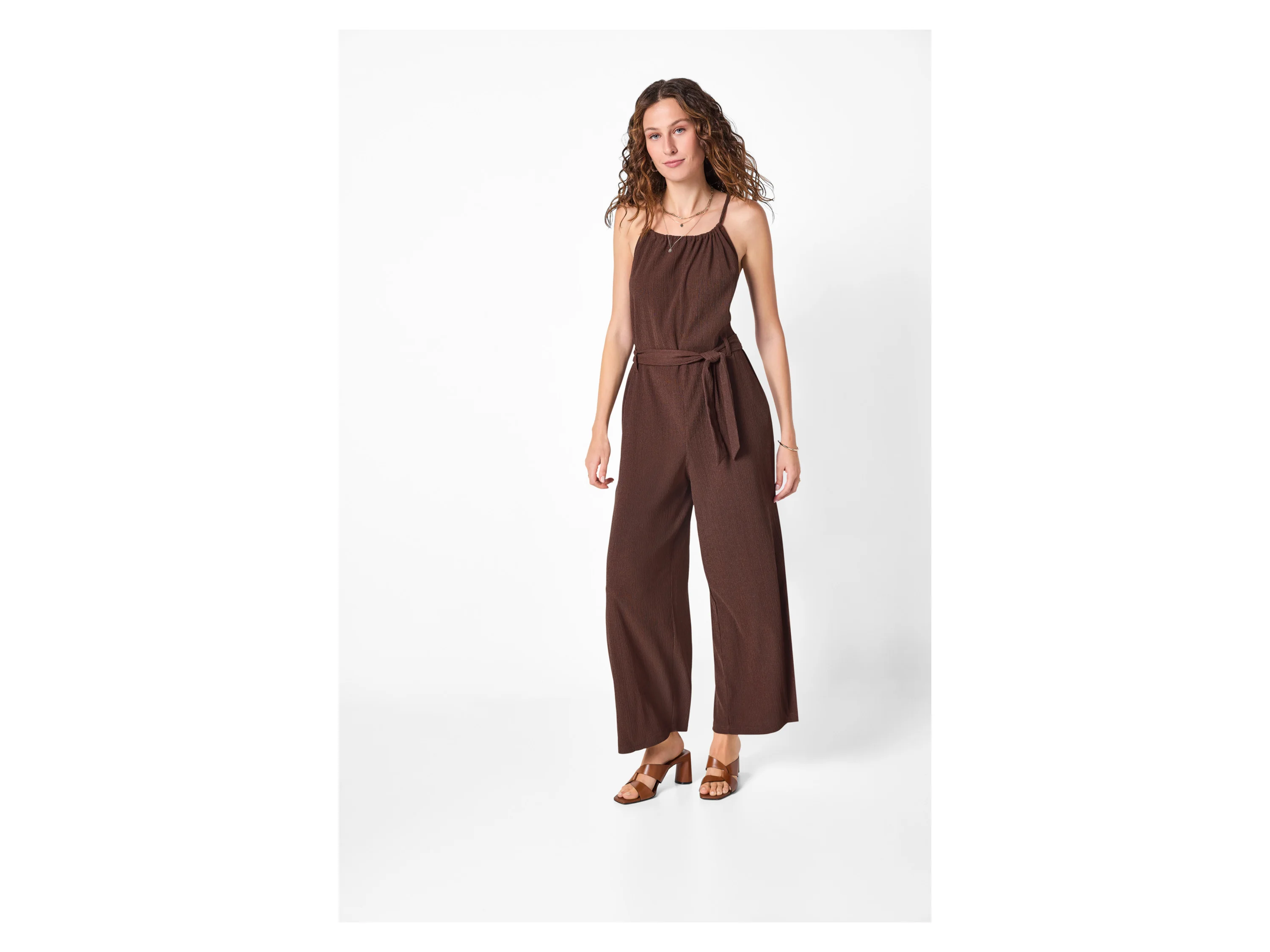 ESMARA® Damen Crêpe-Jumpsuit (Braun, L(44/46)) – Bild 2 von 3