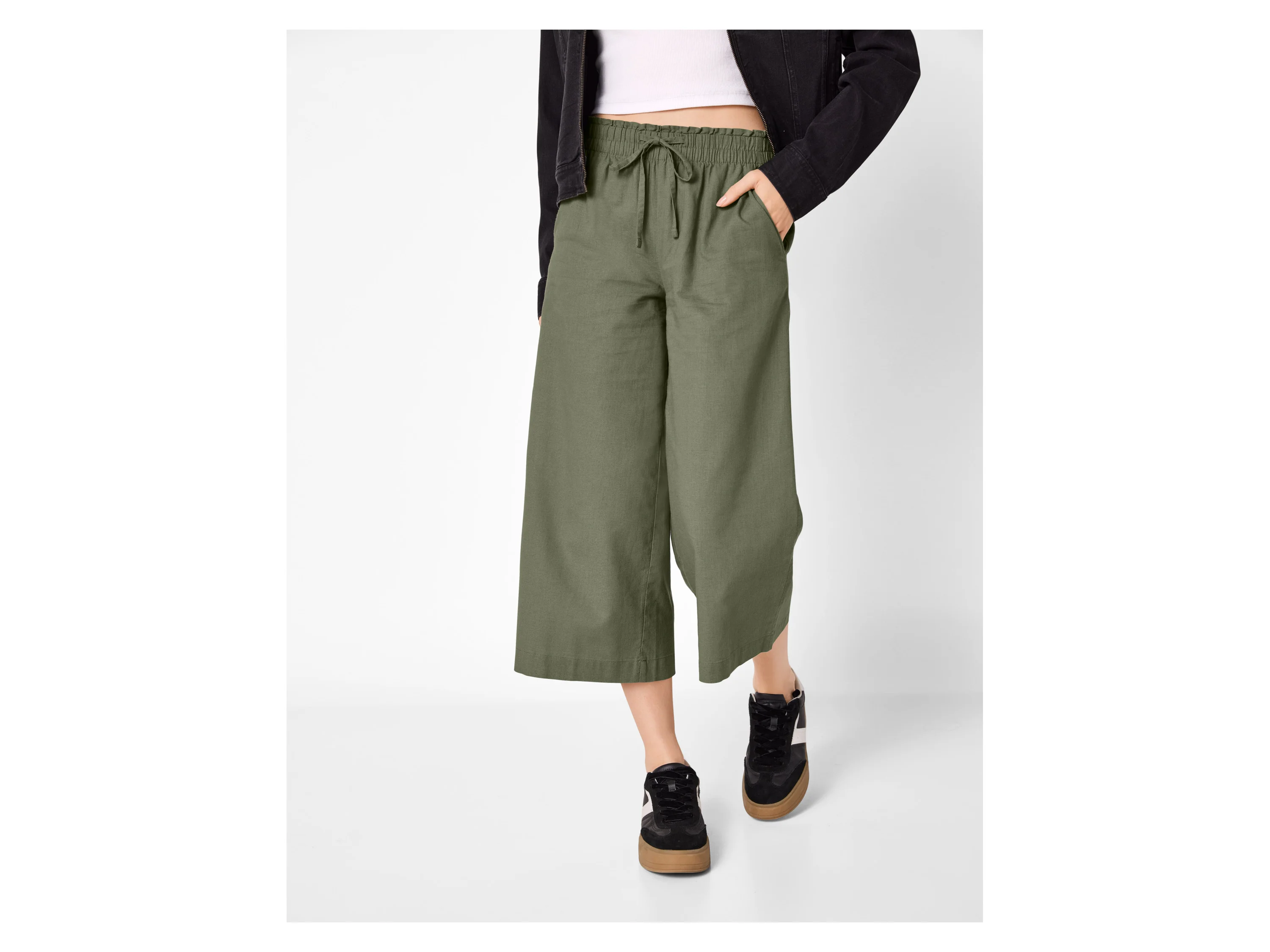 ESMARA® Damen Culotte mit Leinen (Grün, XS (32/34)) – Bild 2 von 3