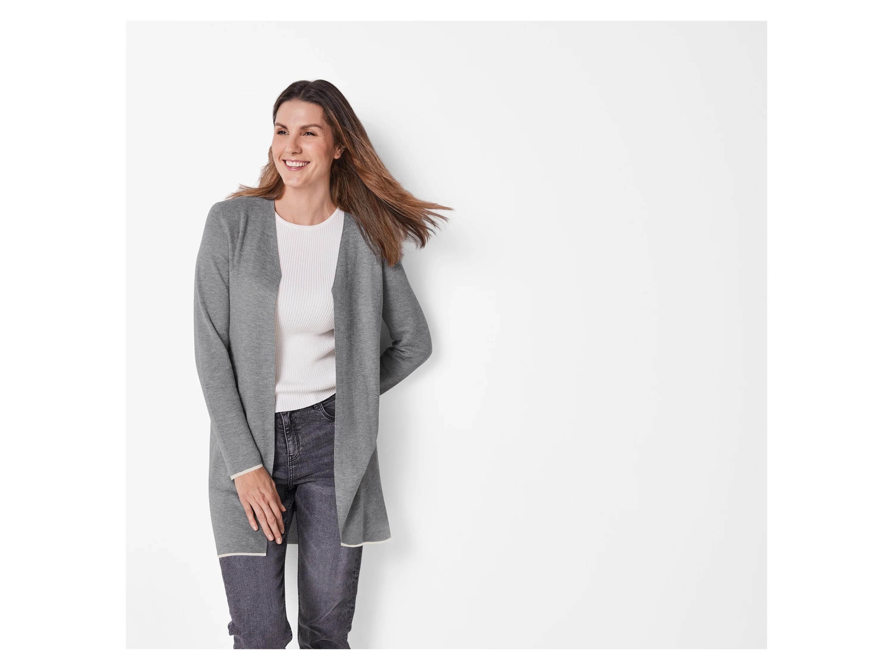 ESMARA® Damen Feinstrick-Cardigan, leger geschnitten (Grau, XS(32/34)) – Bild 2 von 3