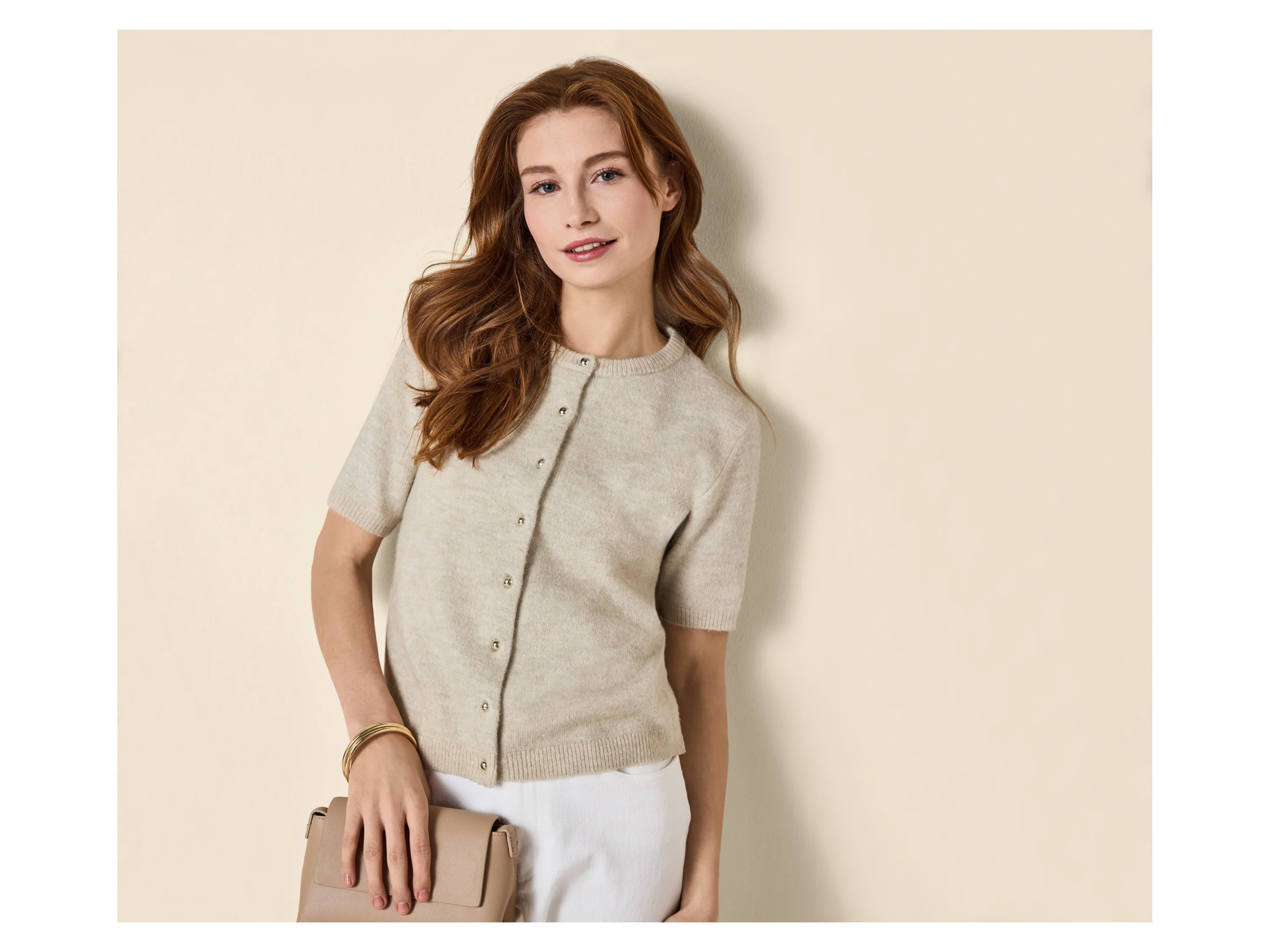 ESMARA® Damen Feinstrick-Cardigan (Beige, S(36/38)) – Bild 2 von 4