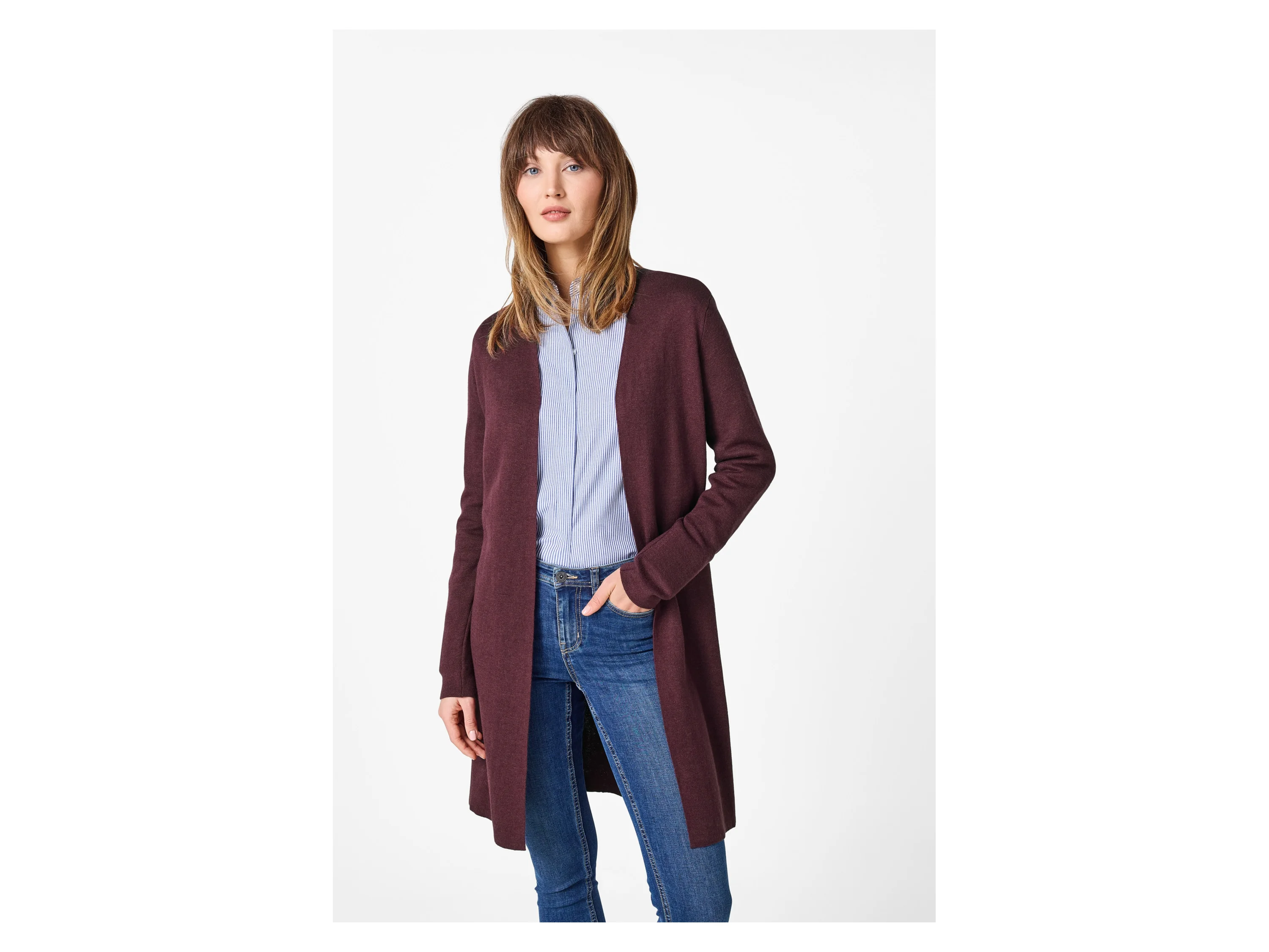 ESMARA® Damen Feinstrick-Cardigan (bordeaux, L(44/46)) – Bild 2 von 3