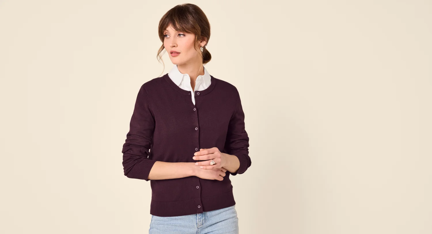 ESMARA® Damen Feinstrick-Cardigan (Lila, L(44/46)) – Bild 2 von 3