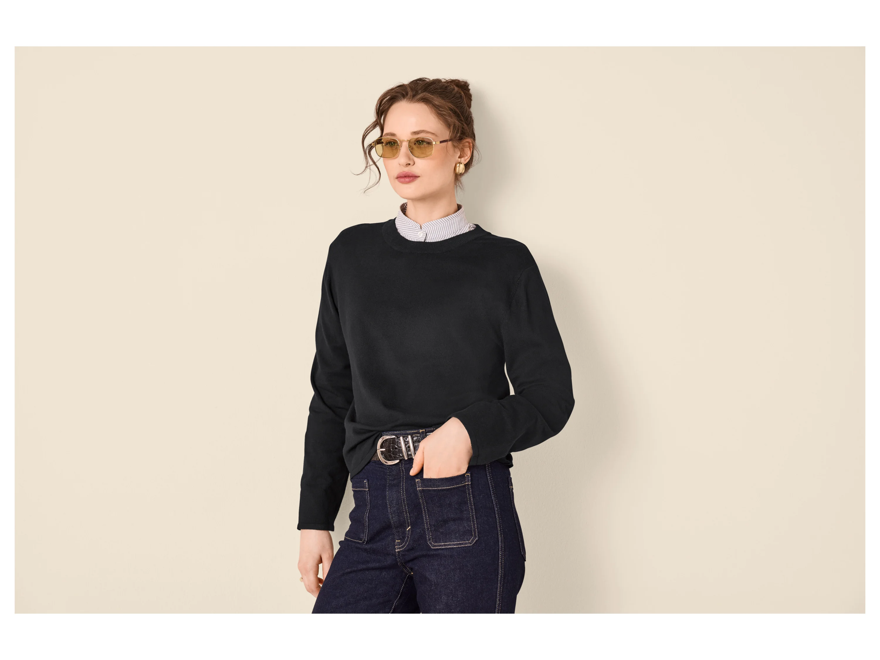 ESMARA® Damen Feinstrick-Pullover (Schwarz, XS(32/34)) – Bild 2 von 3