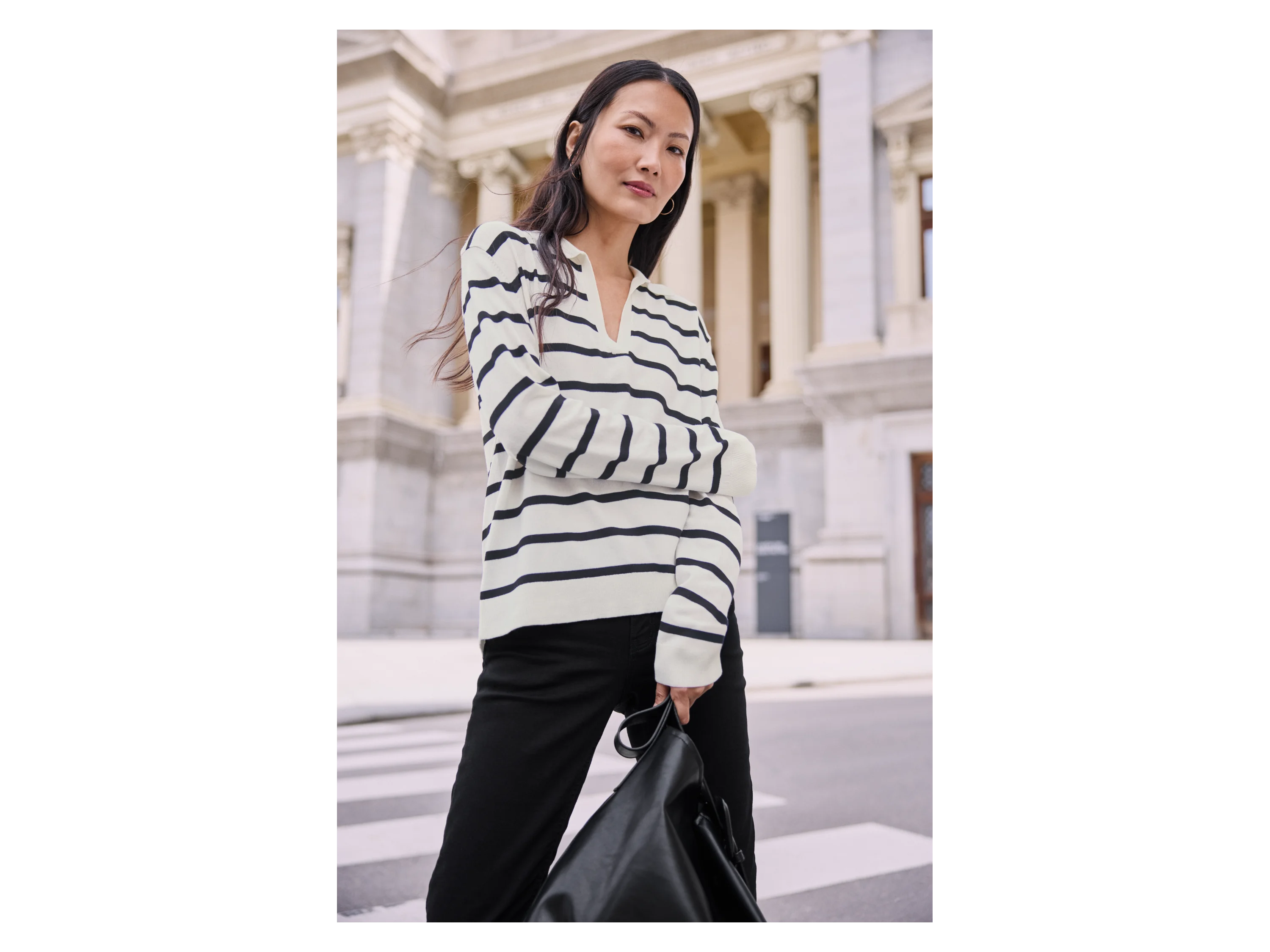 ESMARA® Damen Feinstrick Pullover (Weiß/schwarz, S(36/38)) – Bild 4 von 4