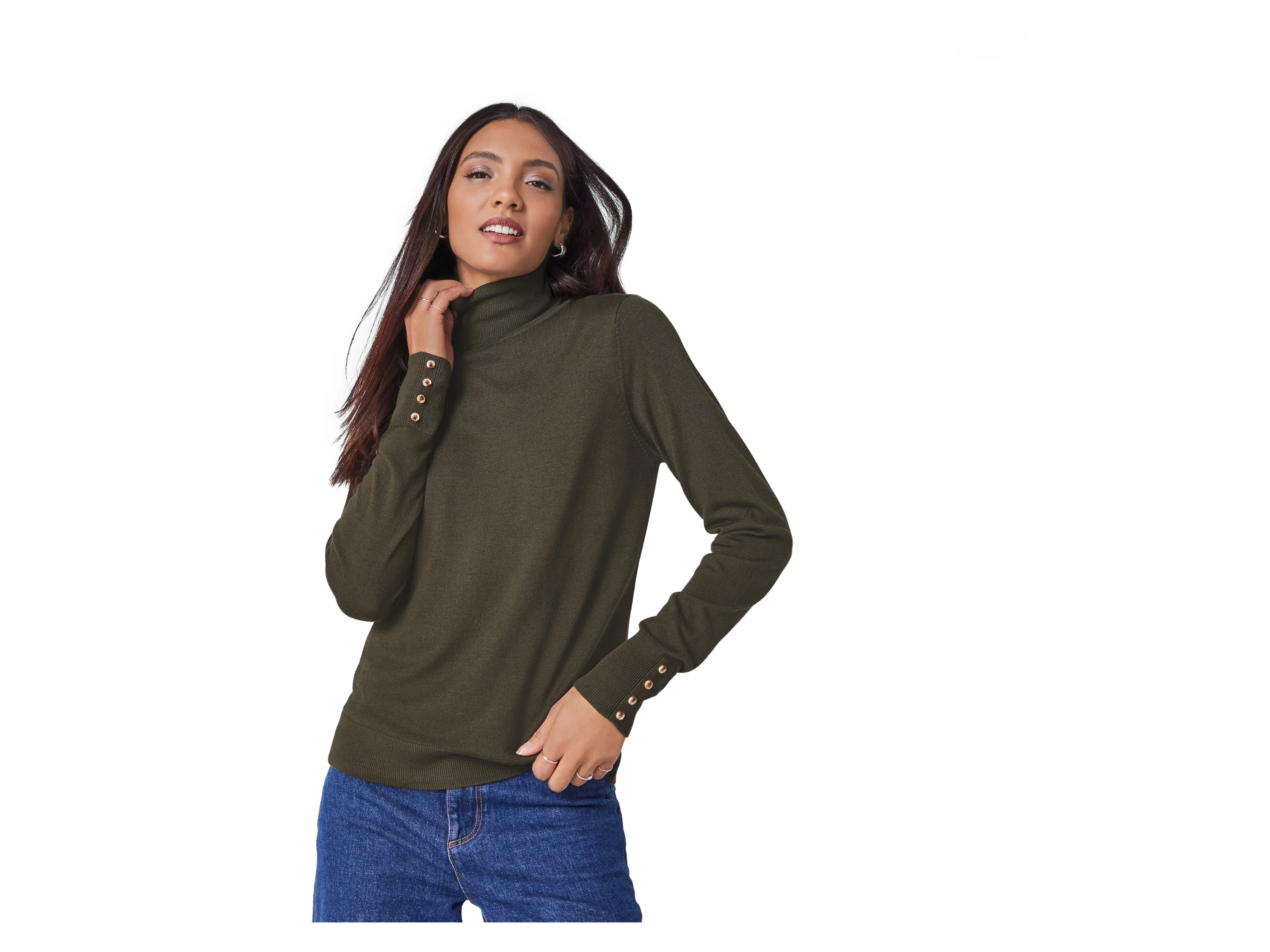 ESMARA® Damen Feinstrickpullover (Khaki, L(44/46)) – Bild 4 von 4