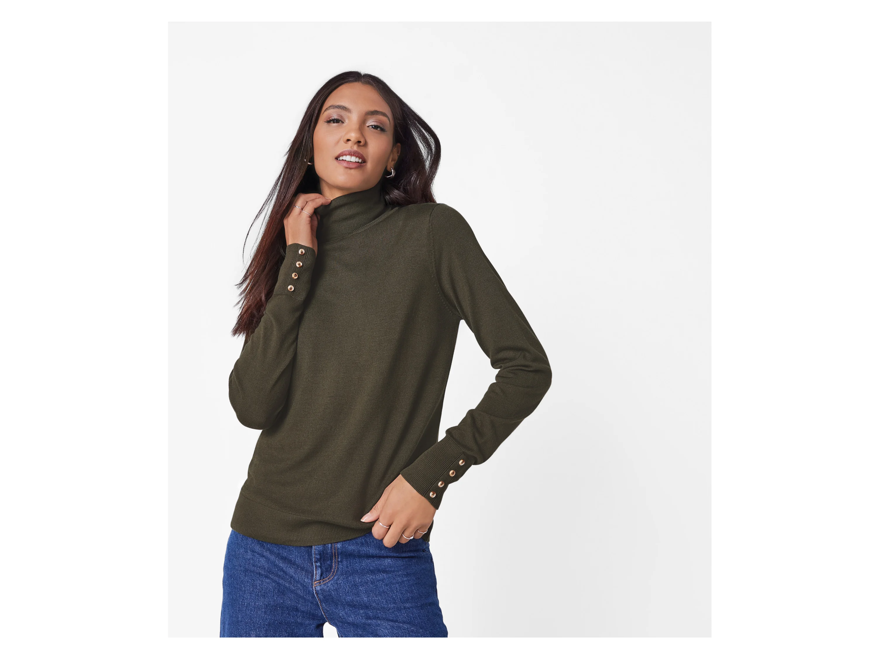 ESMARA® Damen Feinstrickpullover (Khaki, XS(32/34)) – Bild 2 von 4