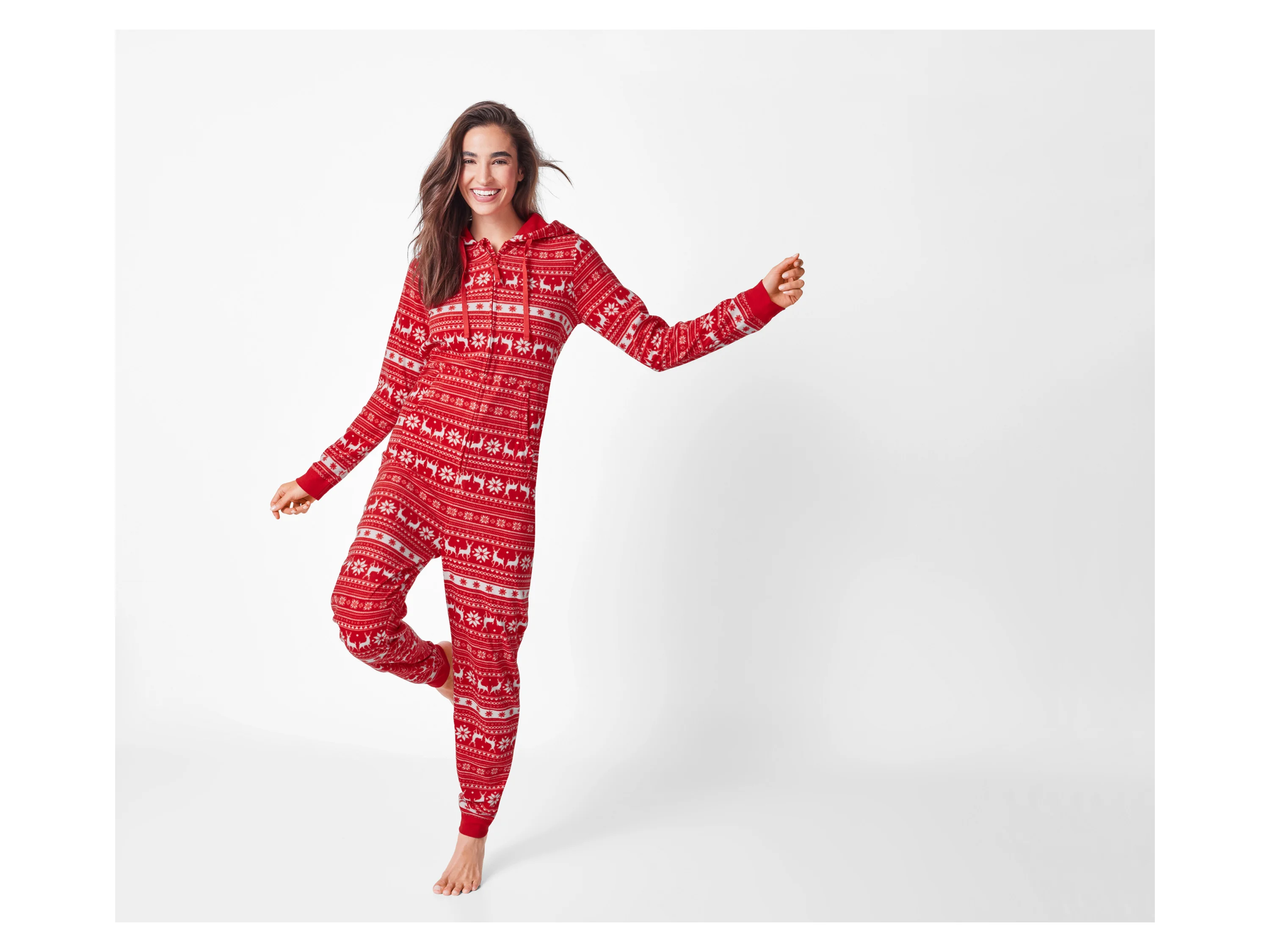 ESMARA® Damen Fleece-Jumpsuit (Rot, L(44/46)) – Bild 2 von 3