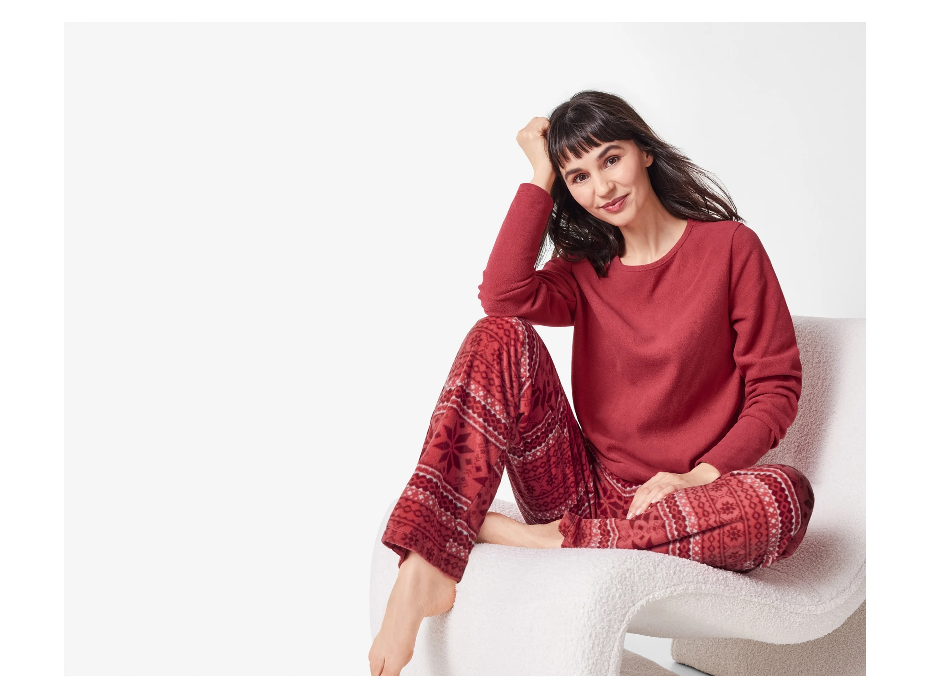 ESMARA® Damen Fleece-Pyjama (Rot, S(36/38)) – Bild 2 von 4