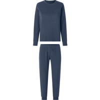 ESMARA® Damen Frottee-Pyjama, lang (Blau, M (40/42))