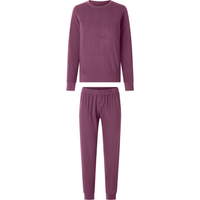 ESMARA® Damen Frottee-Pyjama, lang (Burgunder, XS (32/34))