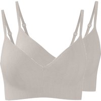 ESMARA® Damen Gerippte Bustiers, 2 Stück (Grau, M(40/42))