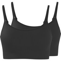 ESMARA® Damen Gerippte Bustiers, 2 Stück (Schwarz, XL(48/50))