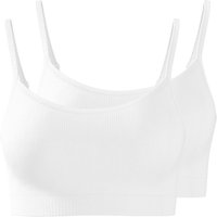 ESMARA® Damen Gerippte Bustiers, 2 Stück (Weiß, S(36/38))