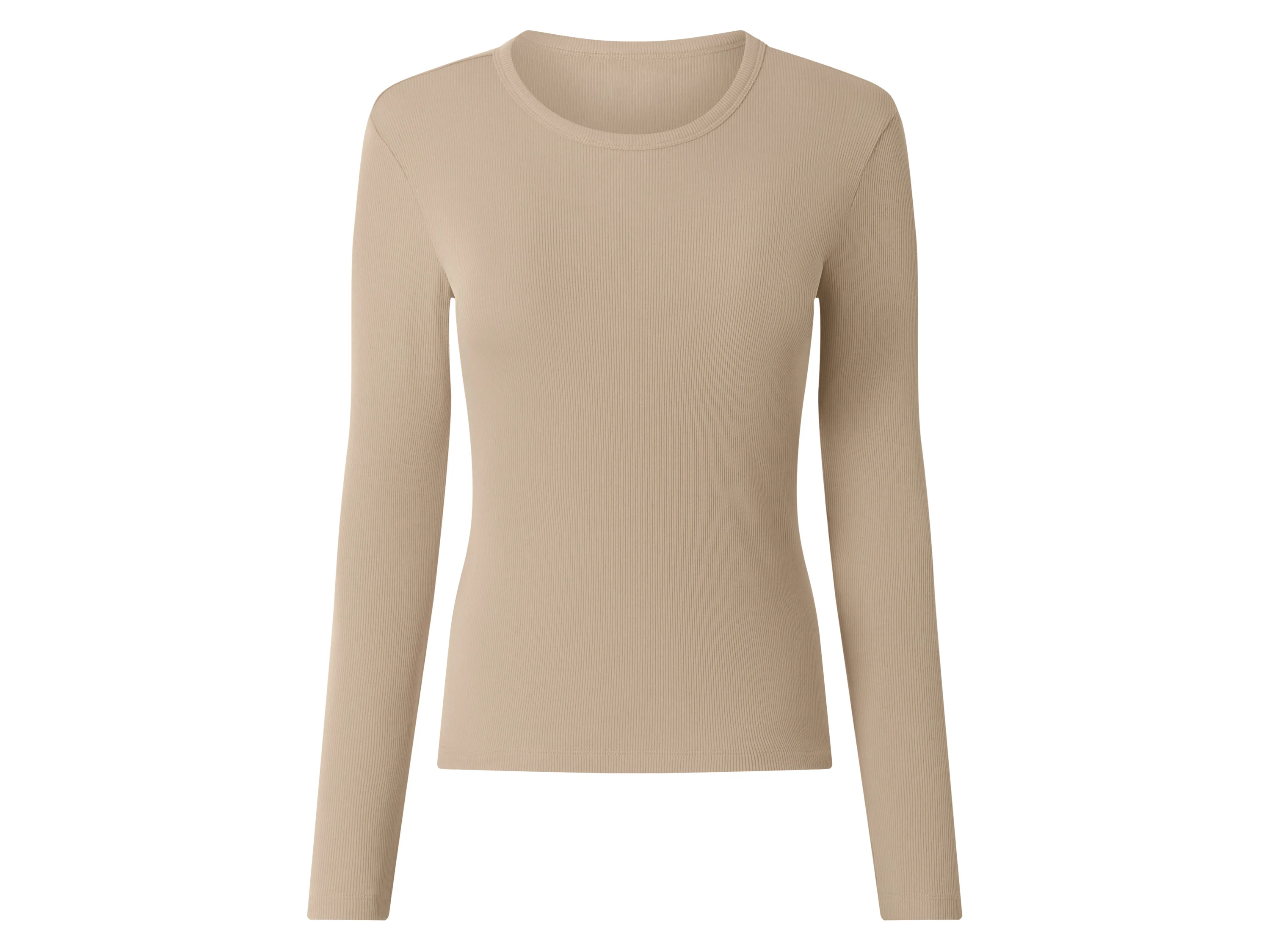 ESMARA® Damen Gerippte Langarmshirts, 2 Stück (beige/braun, L (44/46)) – Bild 2 von 4