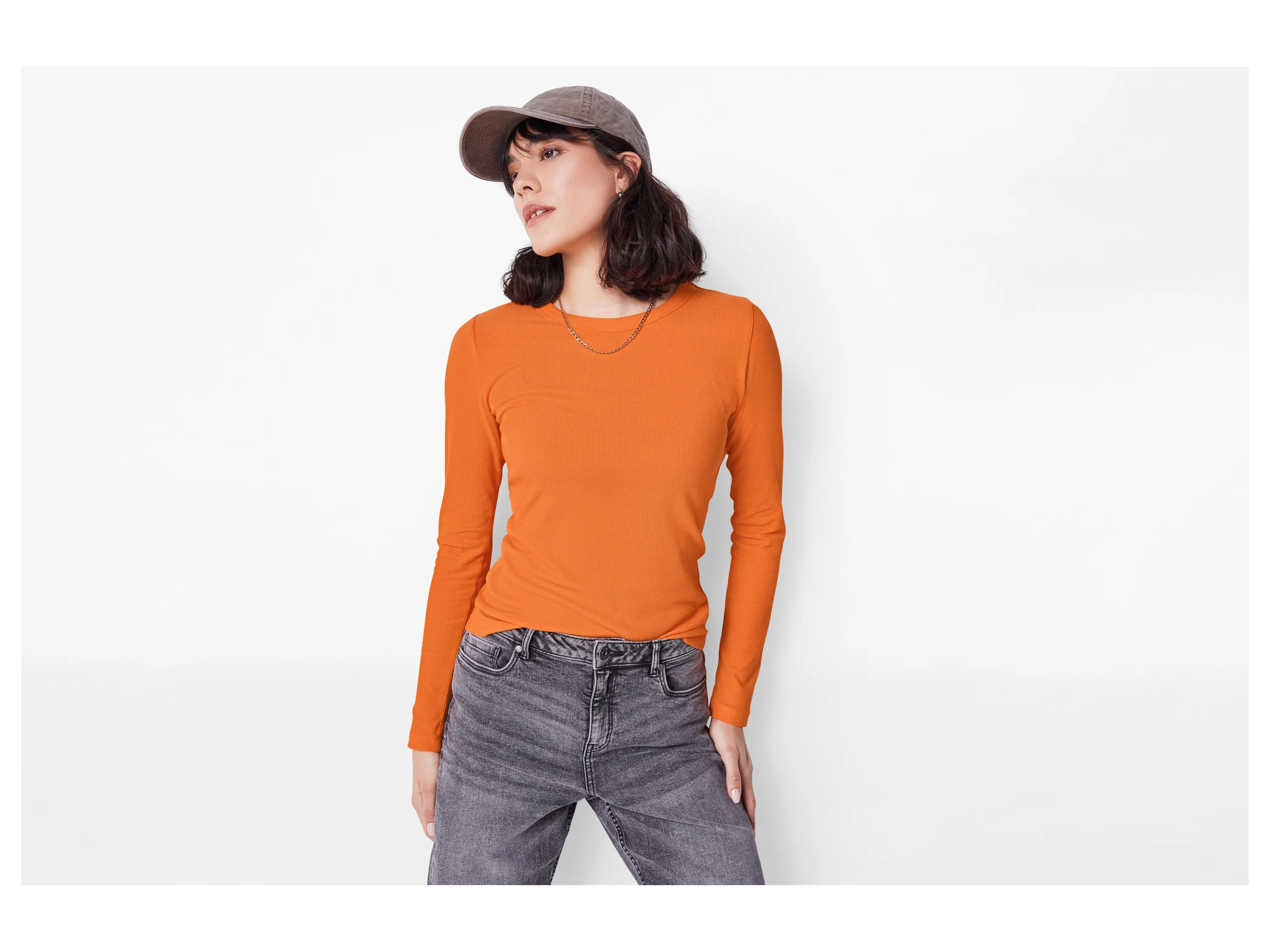 ESMARA® Damen Gerippte Langarmshirts, 2 Stück (dunkelbraun/orange, M(40/42)) – Bild 3 von 4