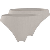 ESMARA® Damen Gerippte Minislips, 2 Stück (Grau, S(36/38))
