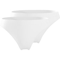 ESMARA® Damen Gerippte Minislips, 2 Stück (Weiß, L(44/46))