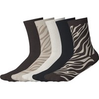ESMARA® Damen Gerippte Socken / Socken, 5 Stück (gemustert/braun/weiß/schwarz, 39-42)