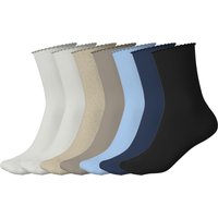 ESMARA® Damen gerippte Socken, 7 Paar (weiß/beige/blau/navy/schwarz, 39-42)