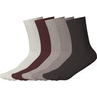 ESMARA® Damen Gerippte Socken / Socken, 5 Stück (sand/beige/braun/weiß/rot, 35-38)