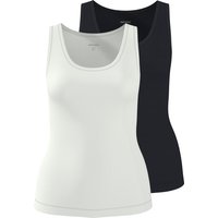 ESMARA® Damen Gerippte Tops, 2 Stück (Schwarz/weiß, M(40/42))