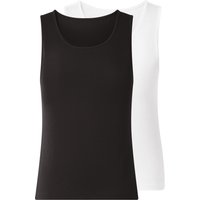 ESMARA® Damen Gerippte Tops, 2 Stück (Schwarz/weiß, S (36/38))