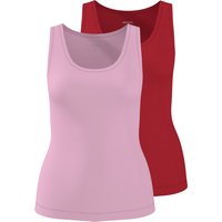 ESMARA® Damen Gerippte Tops, 2 Stück (rot/pink, M(40/42))