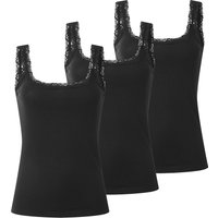 ESMARA® Damen Gerippte Tops, 3 Stück (Schwarz, L(44/46))