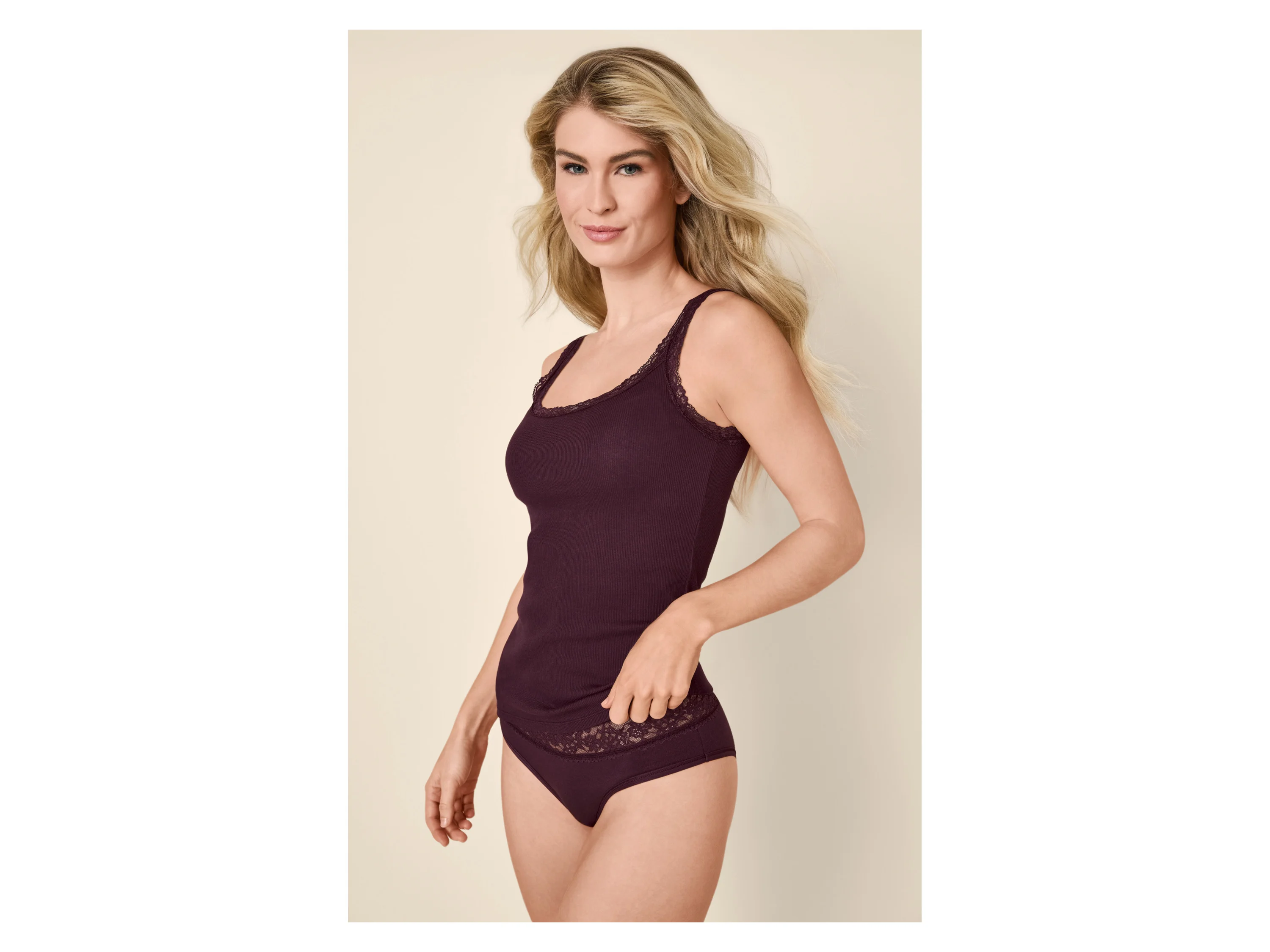 ESMARA® Damen Gerippte Tops, 3 Stück (bordeaux/rose/rosa, L(44/46)) – Bild 2 von 4