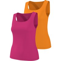 ESMARA® Damen Gerippte Tops, 2 Stück (pink/orange, S(36/38))