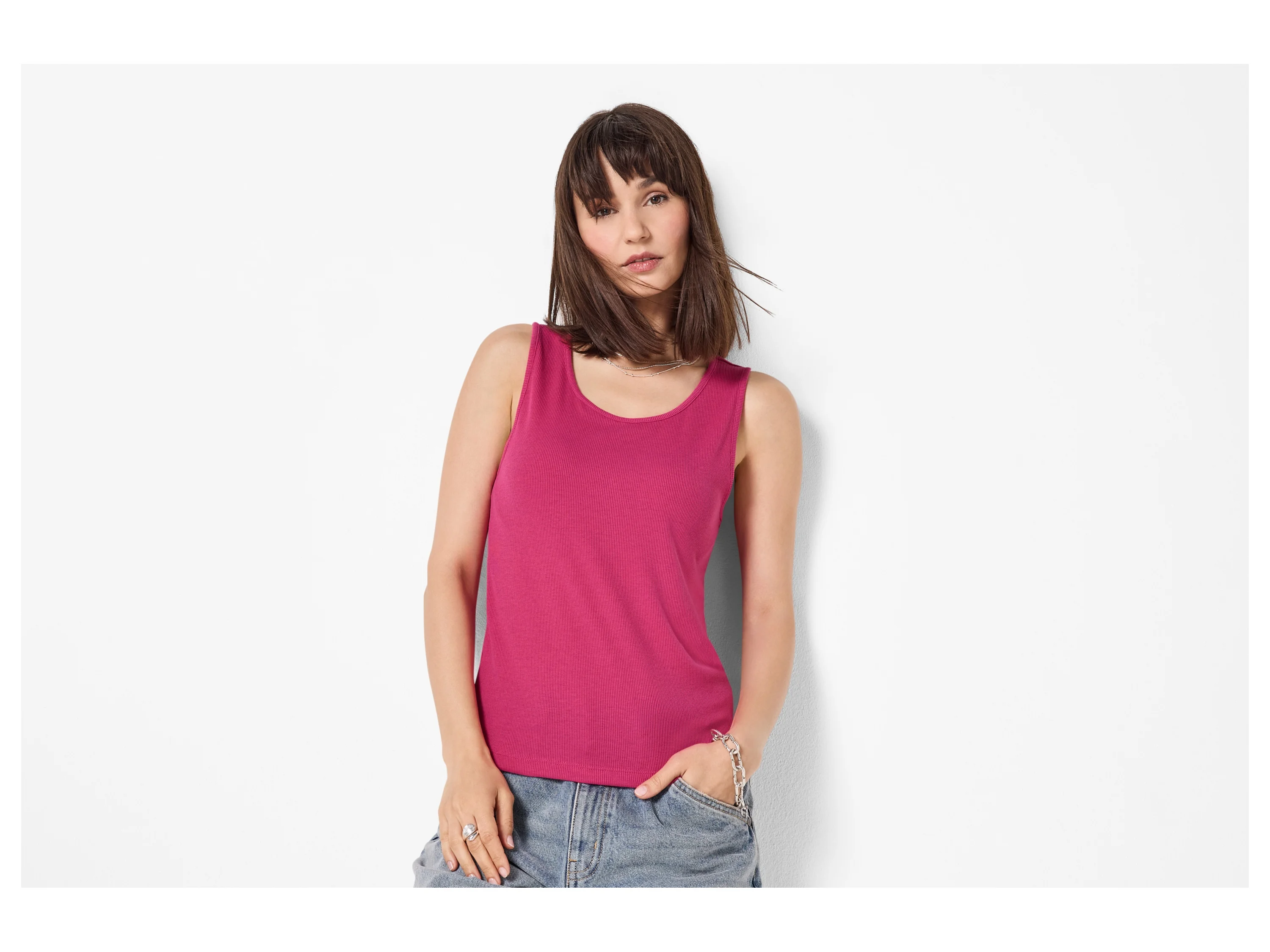 ESMARA® Damen Gerippte Tops, 2 Stück (pink/orange, S(36/38)) – Bild 2 von 4