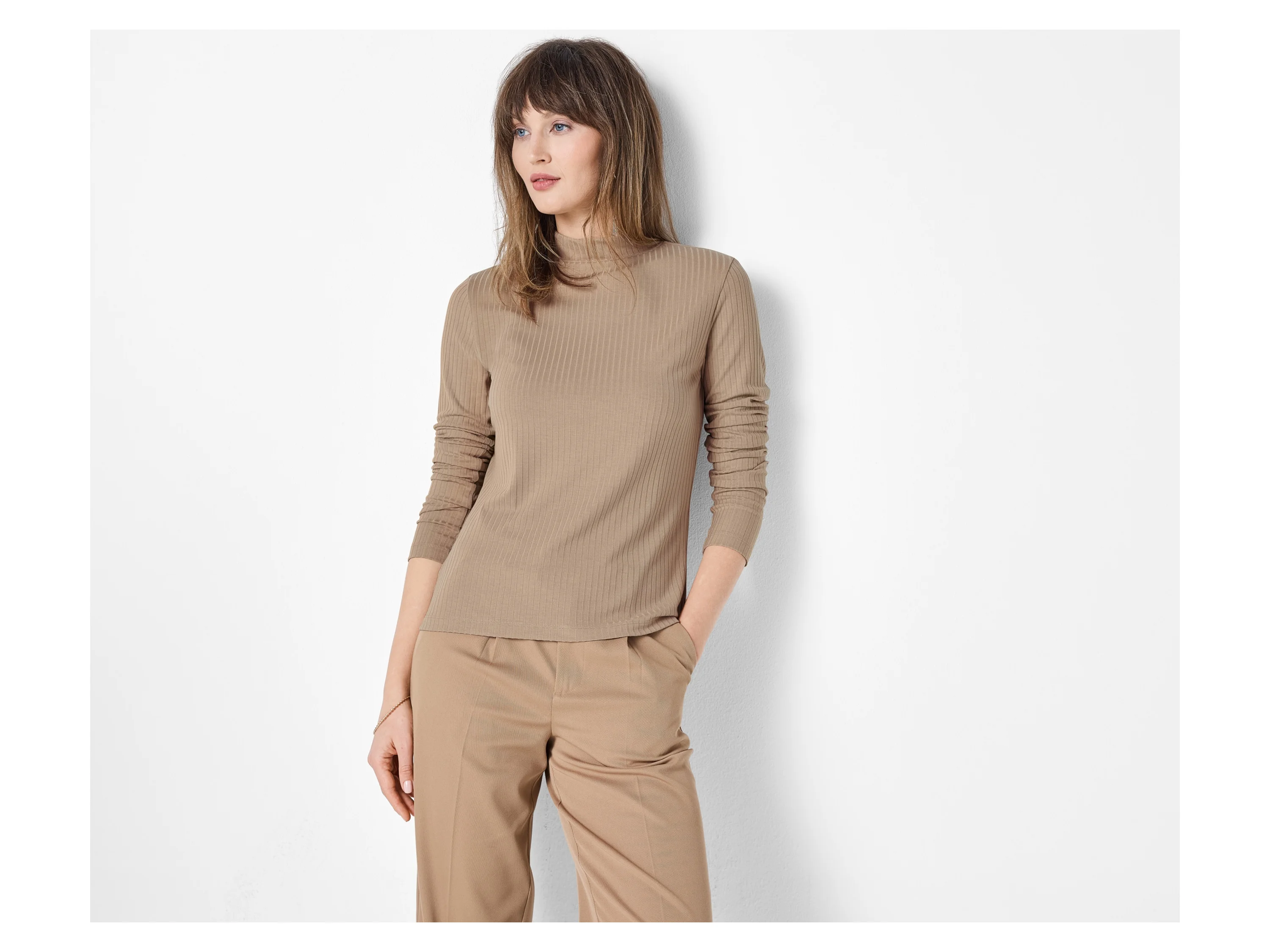 ESMARA® Damen Gerippter Strickpullover (Beige, S(36/38)) – Bild 2 von 3