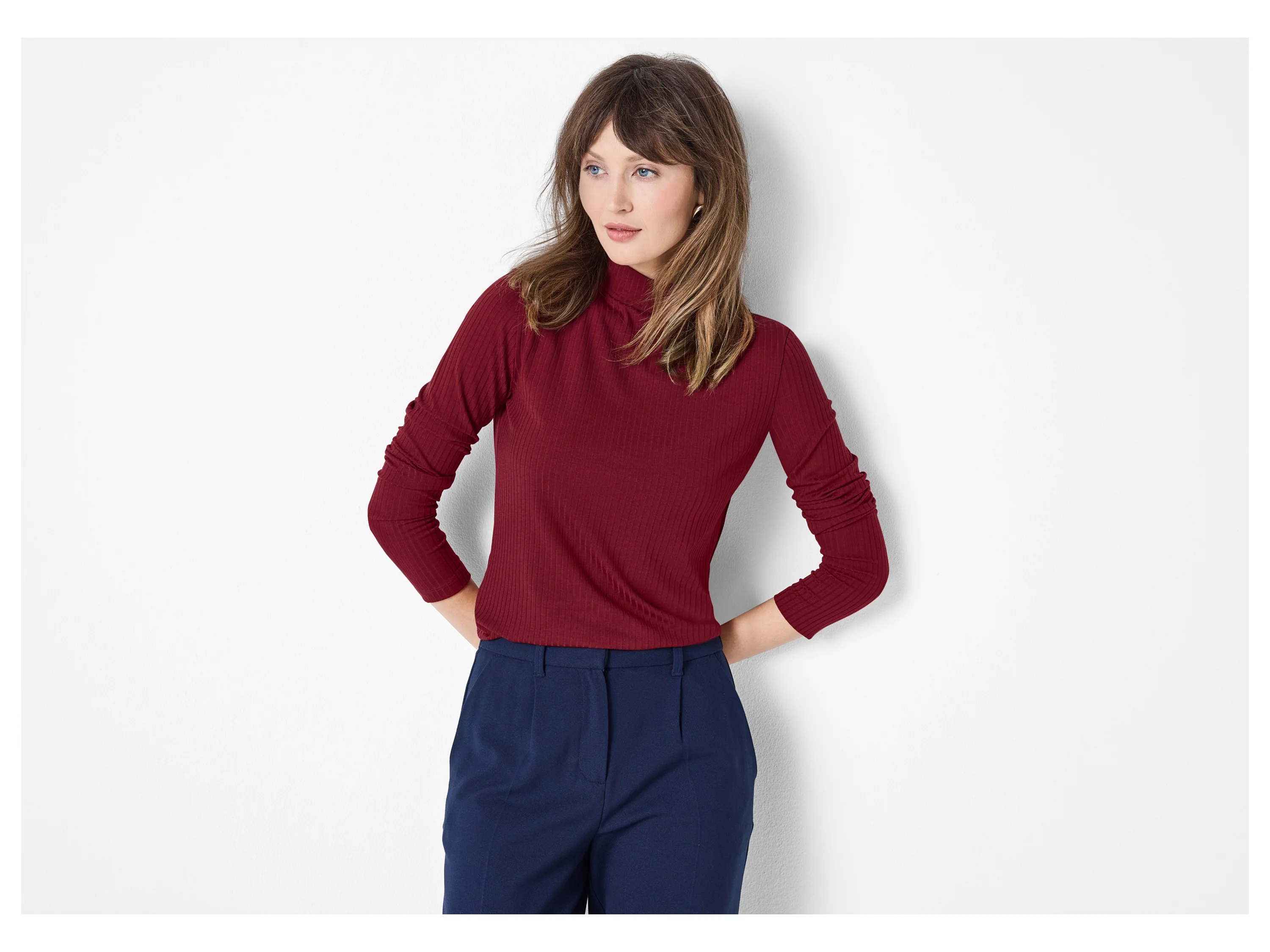 ESMARA® Damen Gerippter Strickpullover (Rot, M(40/42)) – Bild 2 von 3