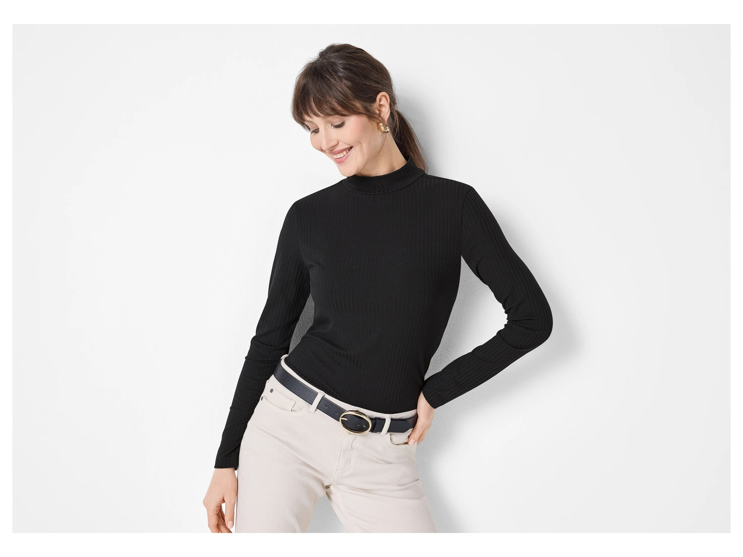ESMARA® Damen Gerippter Strickpullover (Schwarz, S(36/38)) – Bild 2 von 4