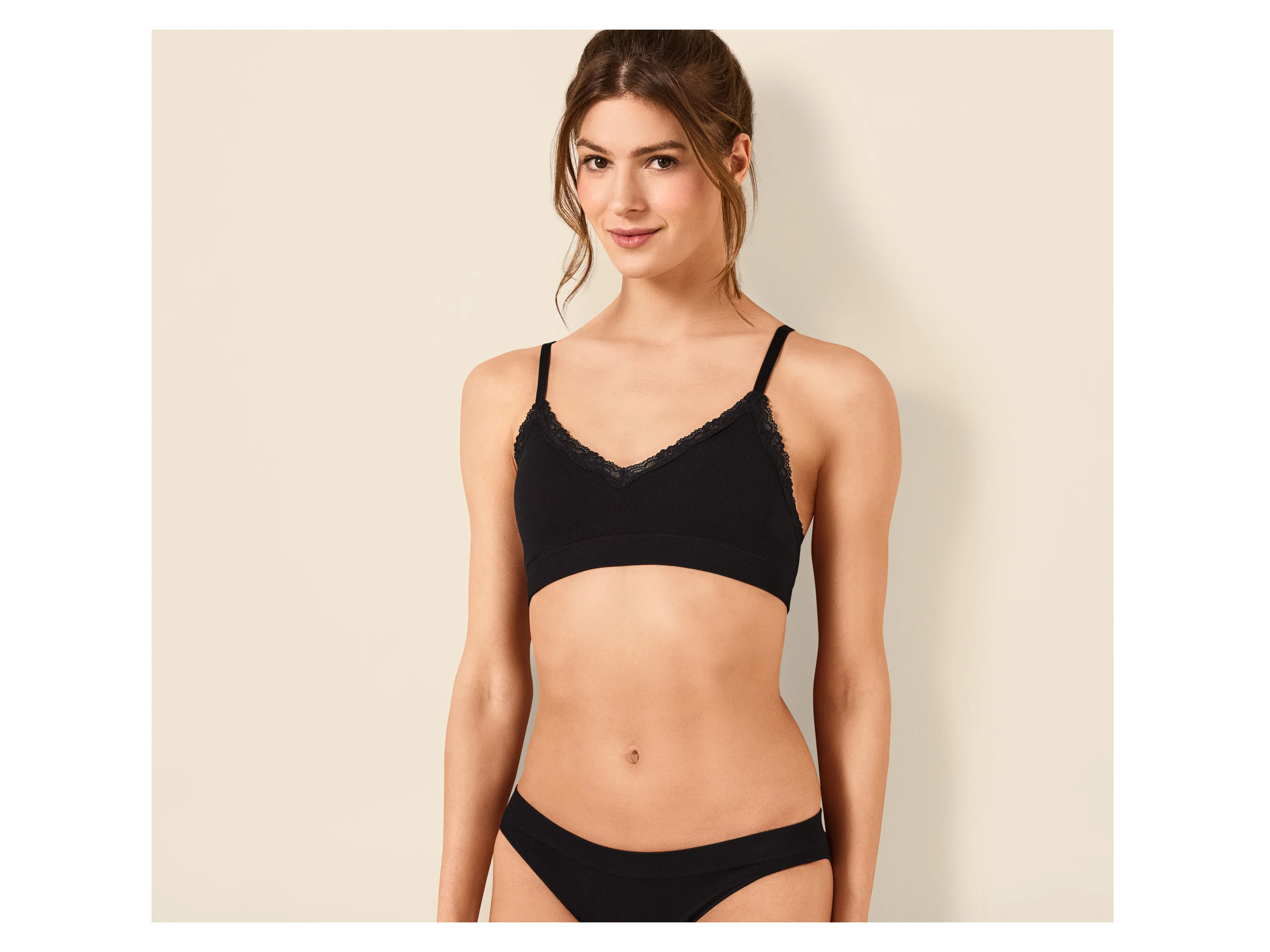 ESMARA® Damen Geripptes Bustier mit Spitze (Schwarz, S(36/38)) – Bild 2 von 2