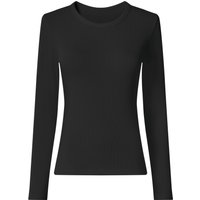 ESMARA® Damen Geripptes Langarmshirt (Schwarz, M(40/42))