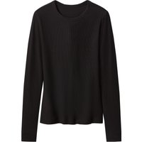 ESMARA® Damen Geripptes Langarmshirt (Schwarz, L(44/46))