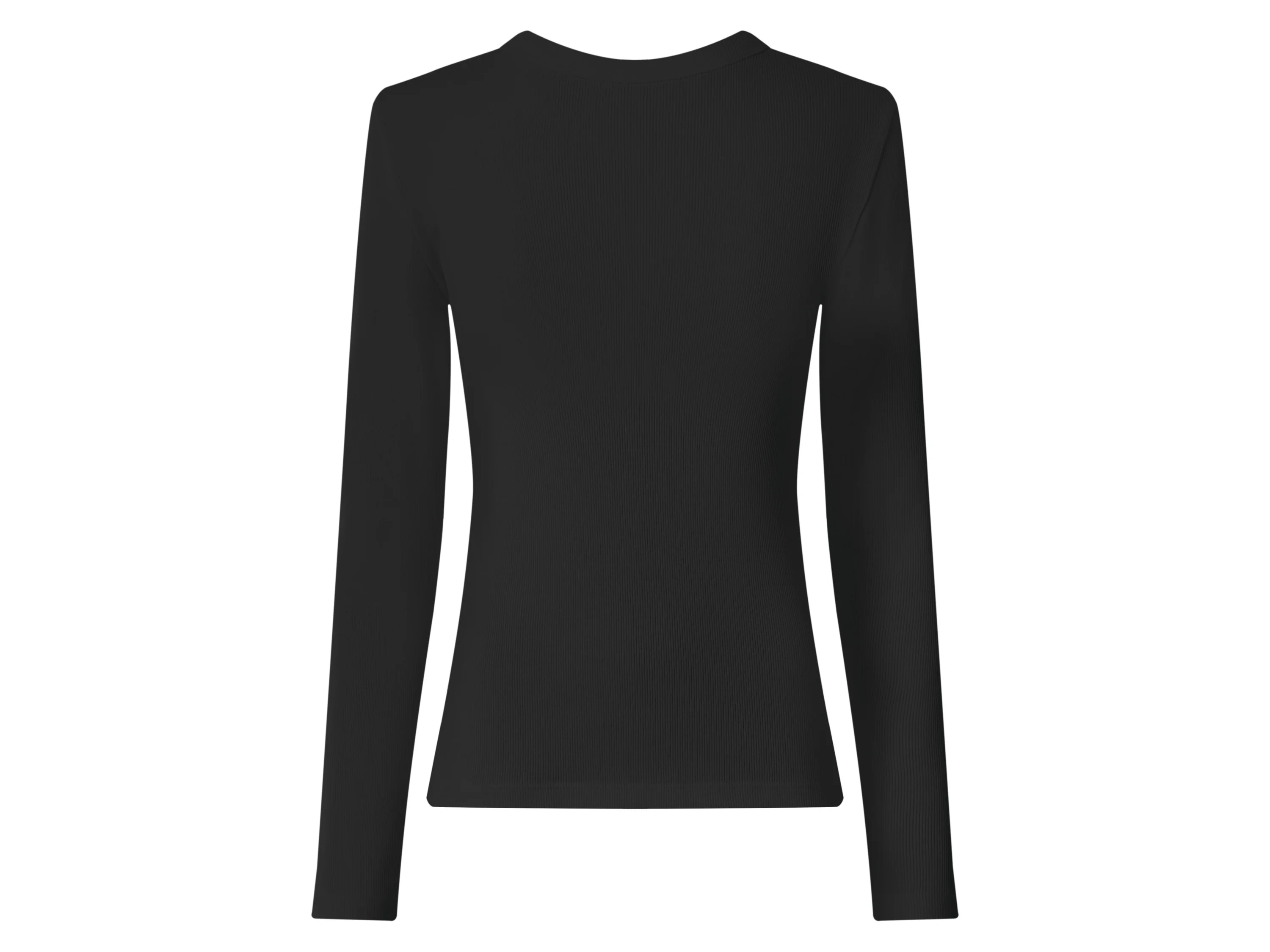 ESMARA® Damen Geripptes Langarmshirt (Schwarz, XL(48/50)) – Bild 3 von 3