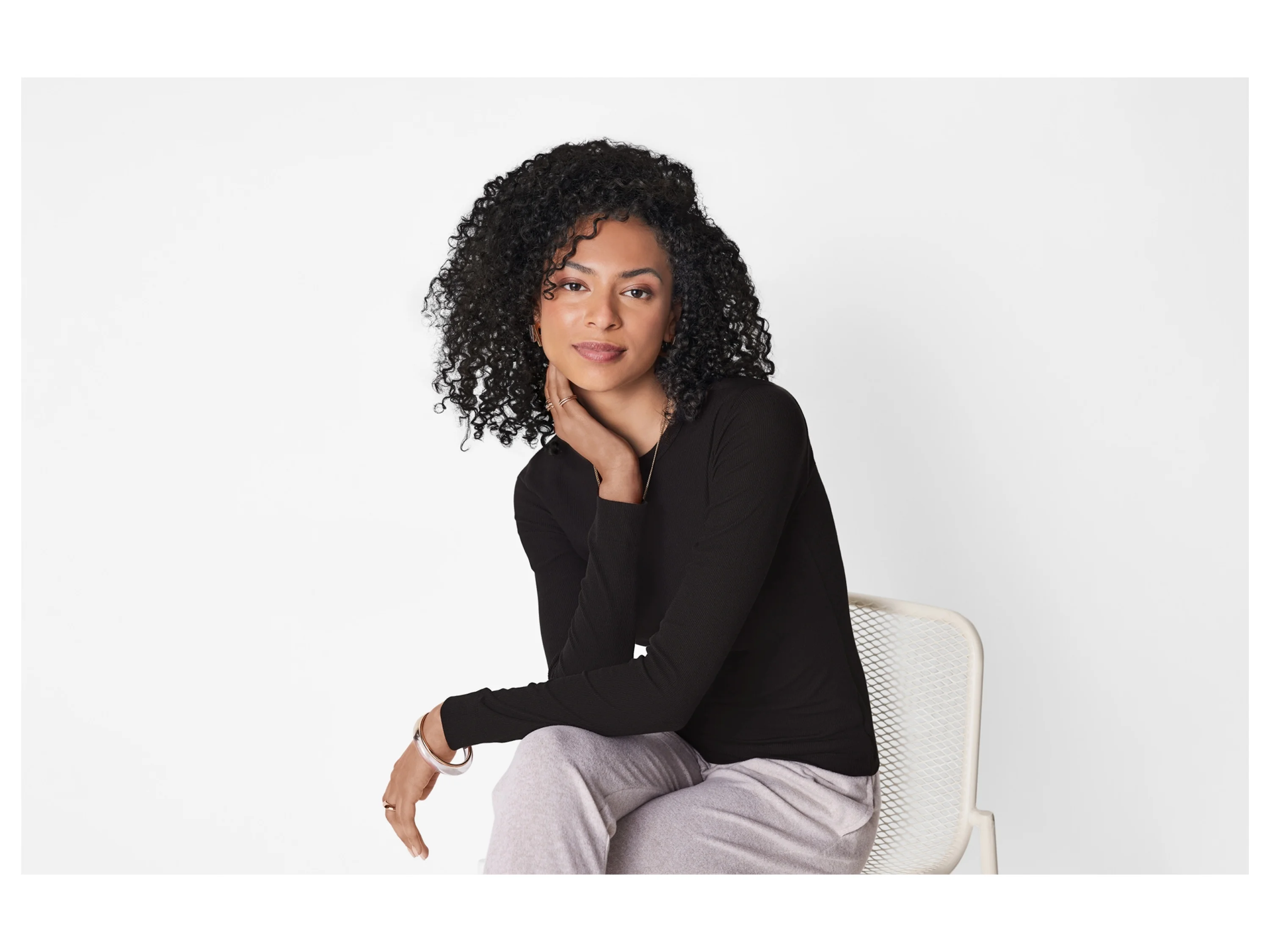 ESMARA® Damen Geripptes Langarmshirt (Schwarz, XS(32/34)) – Bild 2 von 3