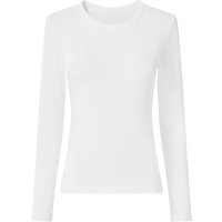 ESMARA® Damen Geripptes Langarmshirt (Weiß, L(44/46))