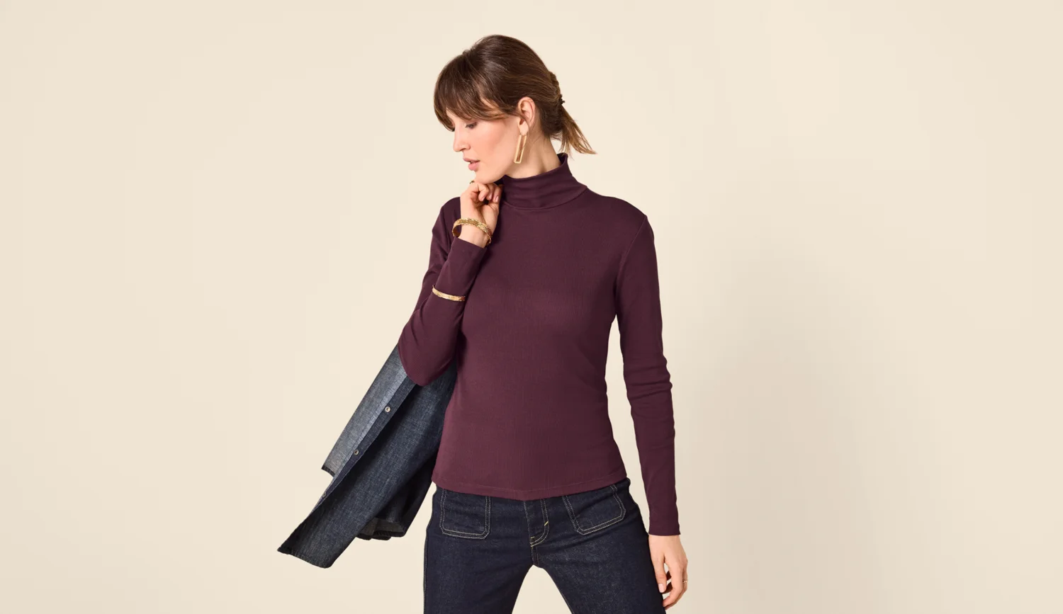 ESMARA® Damen Geripptes Rollkragenshirt (Lila, XL(48/50)) – Bild 2 von 3