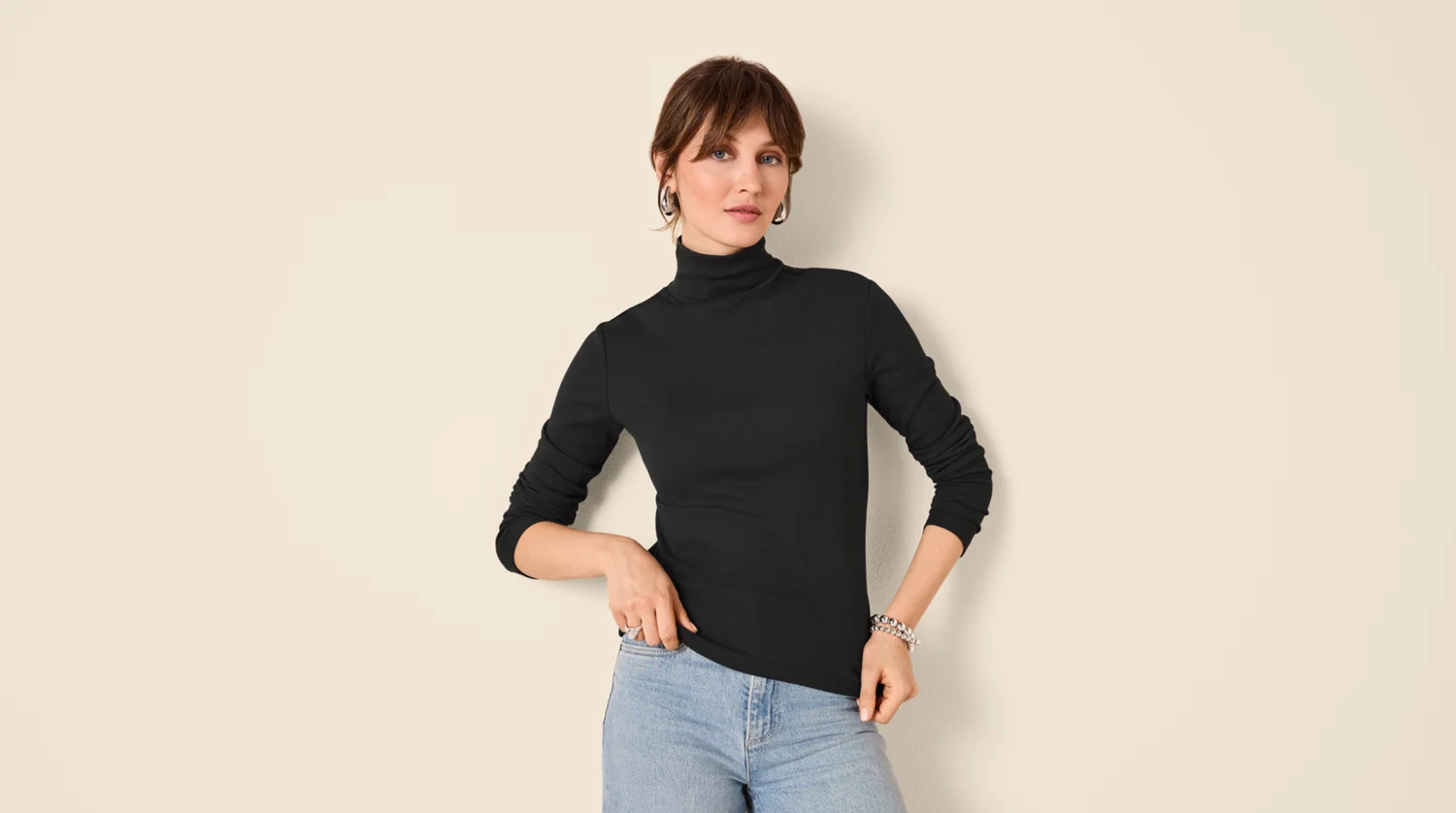 ESMARA® Damen Geripptes Rollkragenshirt (Schwarz, XS(32/34)) – Bild 2 von 3