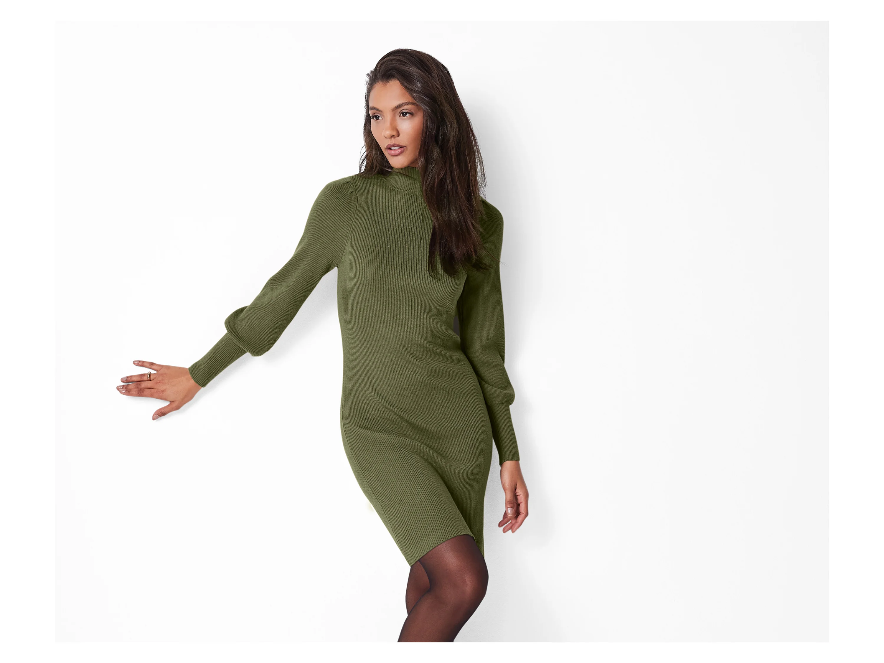 ESMARA® Damen Geripptes Strickkleid (Grün, XS(32/34)) – Bild 2 von 3