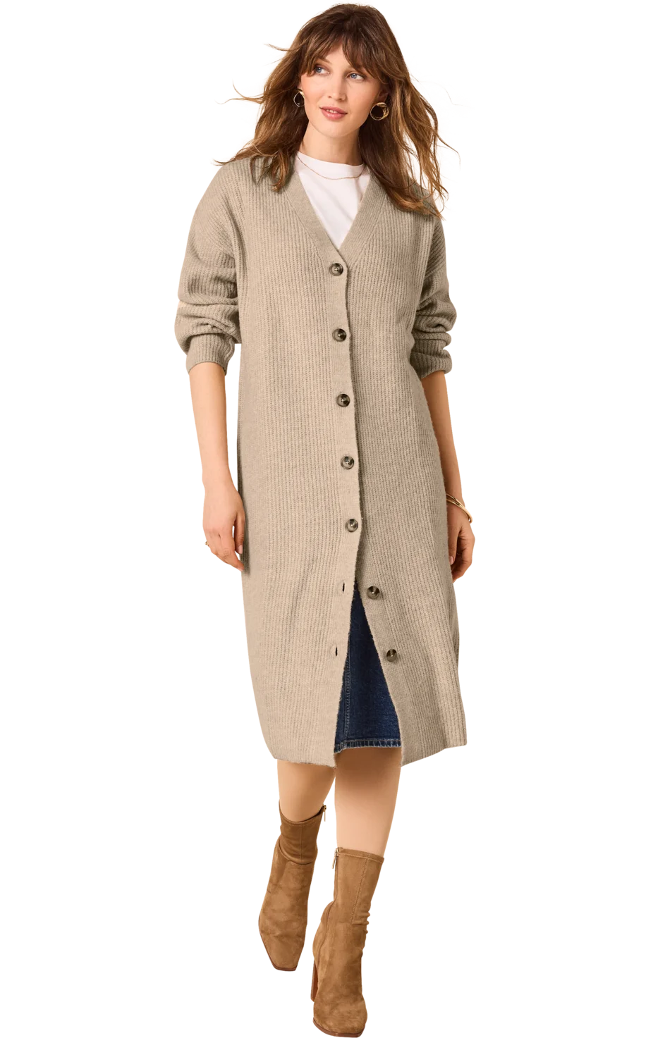 ESMARA® Damen Grobstrick-Cardigan (Beige, M(40/42)) – Bild 2 von 4