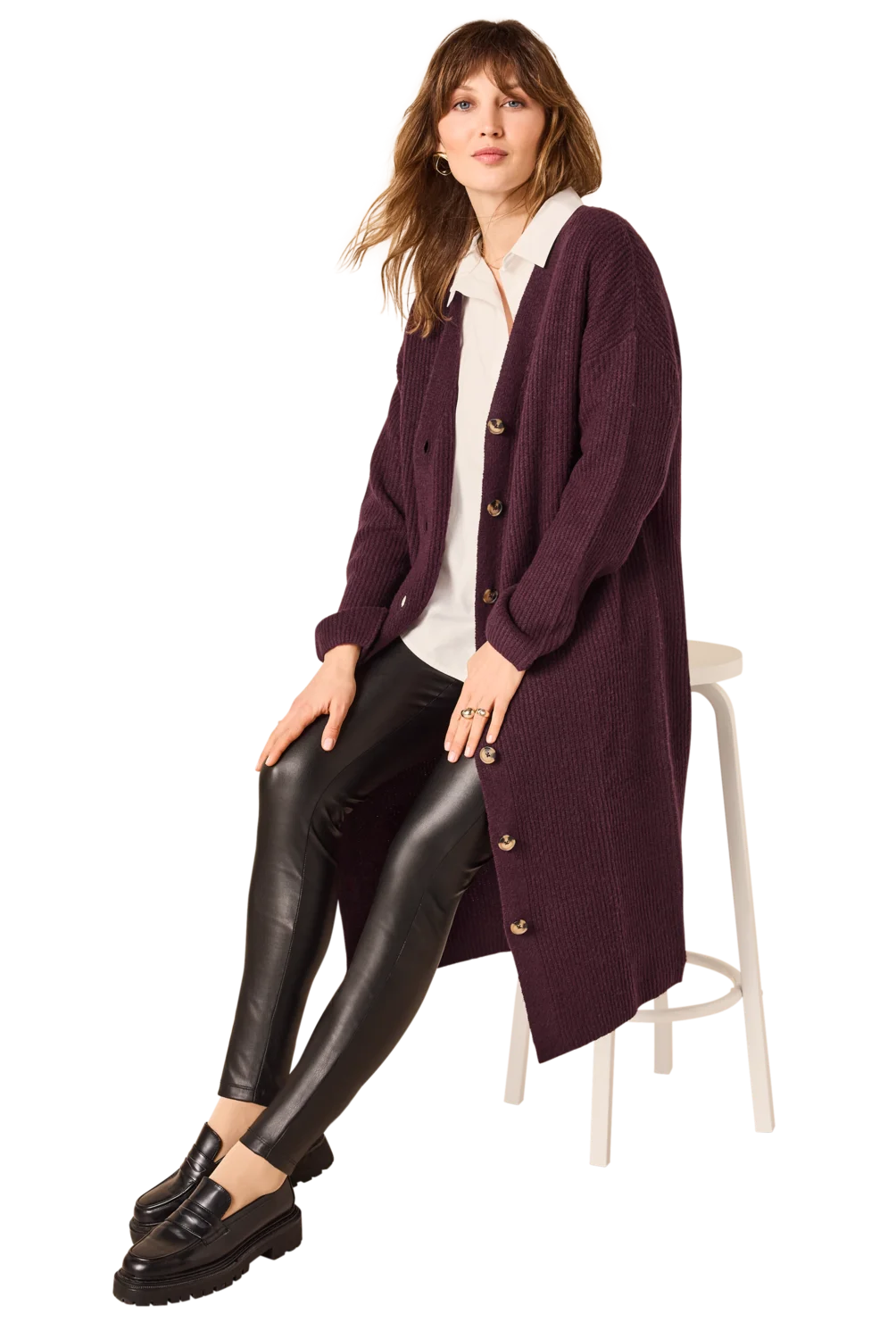 ESMARA® Damen Grobstrick-Cardigan (Lila, S(36/38)) – Bild 2 von 3