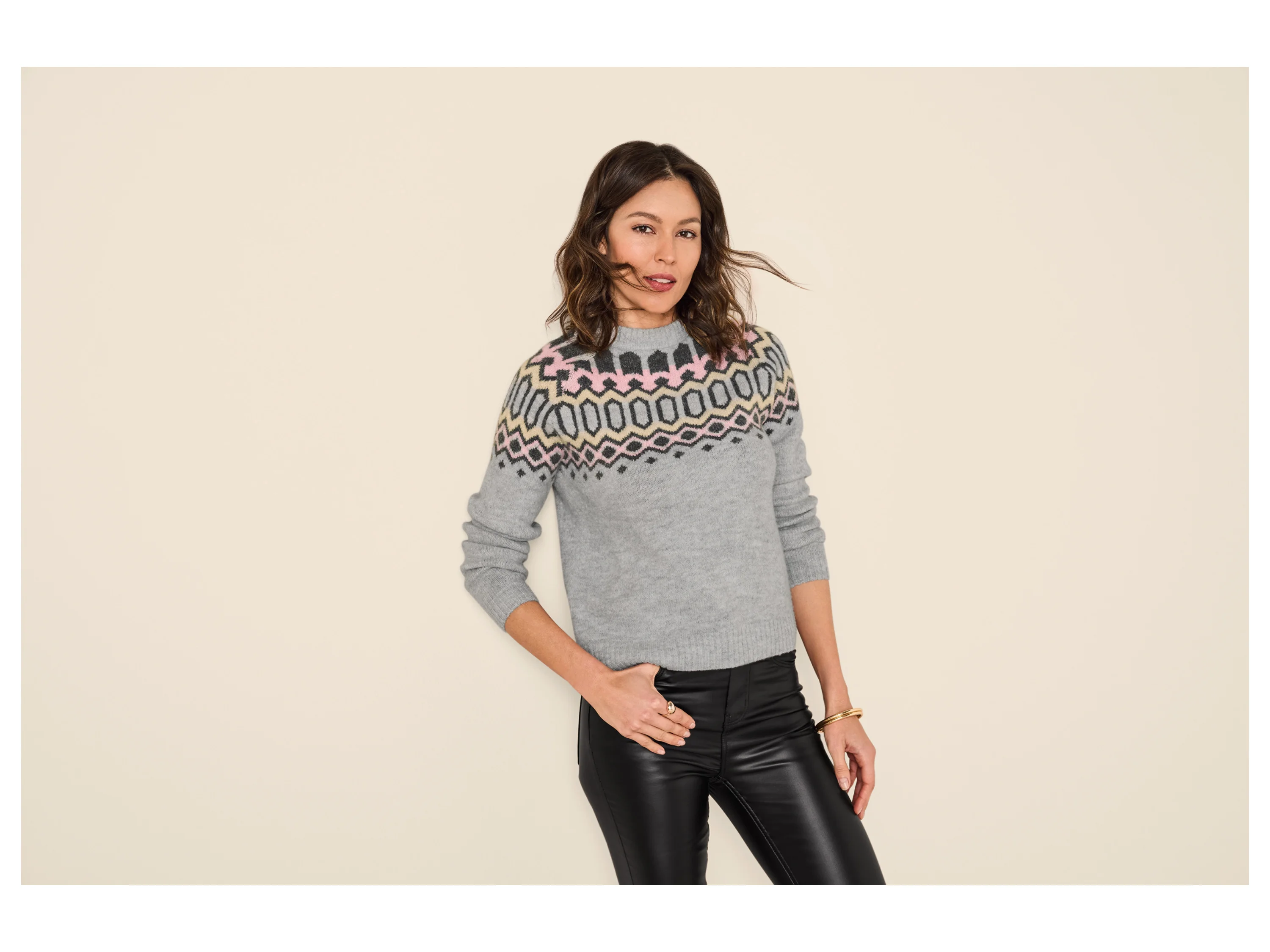 ESMARA® Damen Grobstrickpullover (Grau, XS(32/34)) – Bild 2 von 3