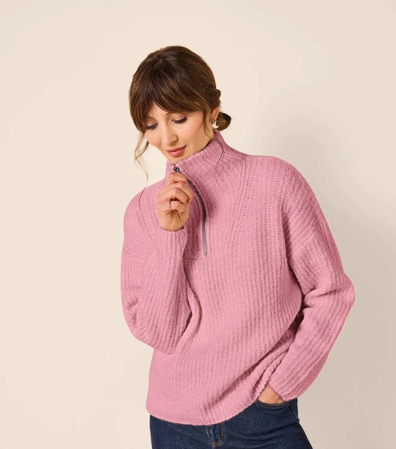 ESMARA® Damen Grobstricktroyer, mit Wollanteil (Rosa, XS(32/34)) – Bild 2 von 4