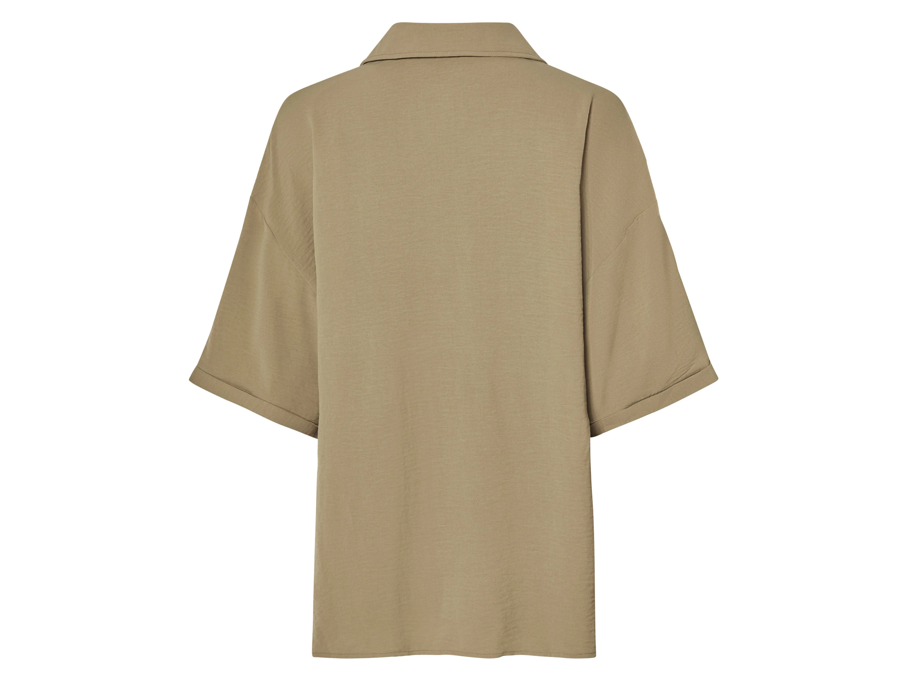 ESMARA® Damen Hemd Satin-Optik (Khaki, L (44/46)) – Bild 3 von 3