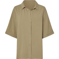 ESMARA® Damen Hemd Satin-Optik (Khaki, XS (32/34))